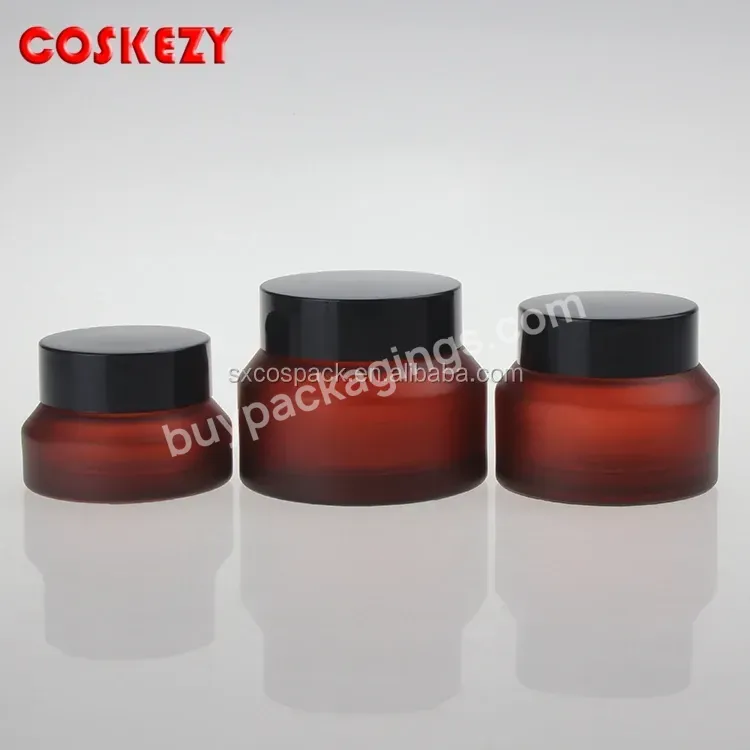 China Manufacture 50g Black/brown/frosted/pink Cosmetic Glass Cream Jar,Packing For Mask/eye Cream - Buy 50g Matte Black Cosmetic Glass Cream Jar,Packing For Mask/eye Cream,Empty Glass Bottles For Cream.
