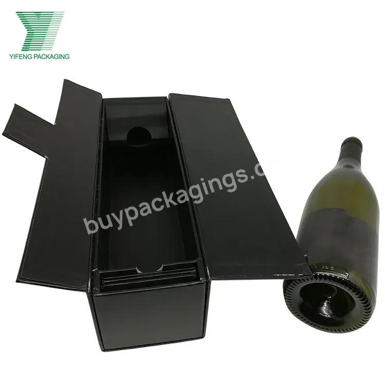 China Supplier Custom Luxury Elegant Cardboard Folding Alcohol Beverage Whiskey Champagne Packaging Black Magnetic Wine Gift Box