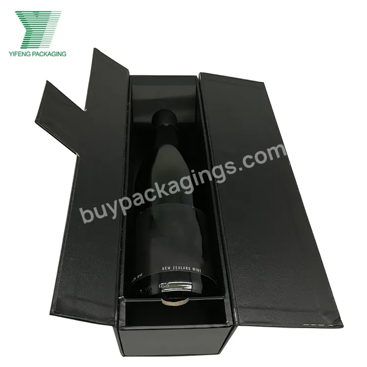 China Supplier Custom Luxury Elegant Cardboard Folding Alcohol Beverage Whiskey Champagne Packaging Black Magnetic Wine Gift Box