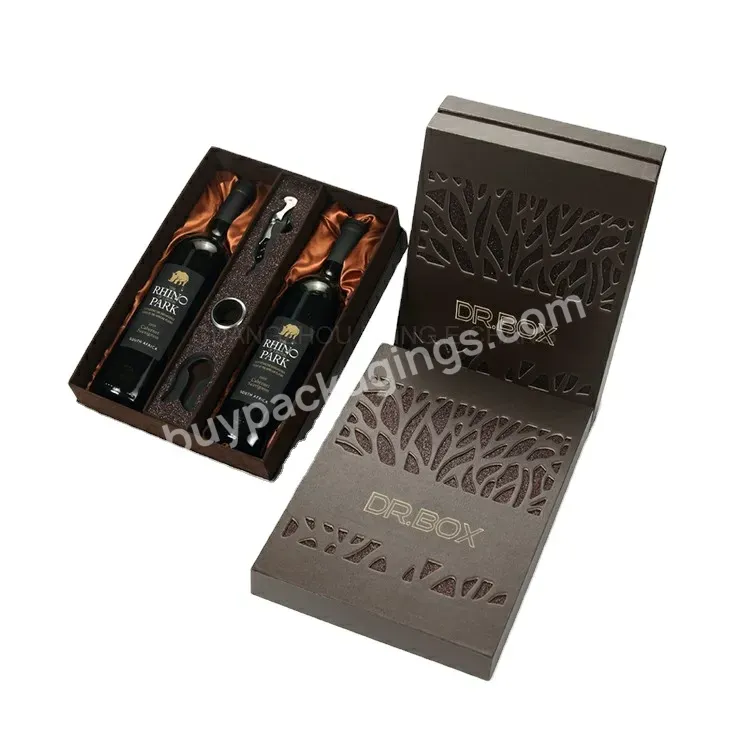 China Supplier Luxury Paper Die Cut Cardboard Wine Packaging Box Glass Bottle Gift Box