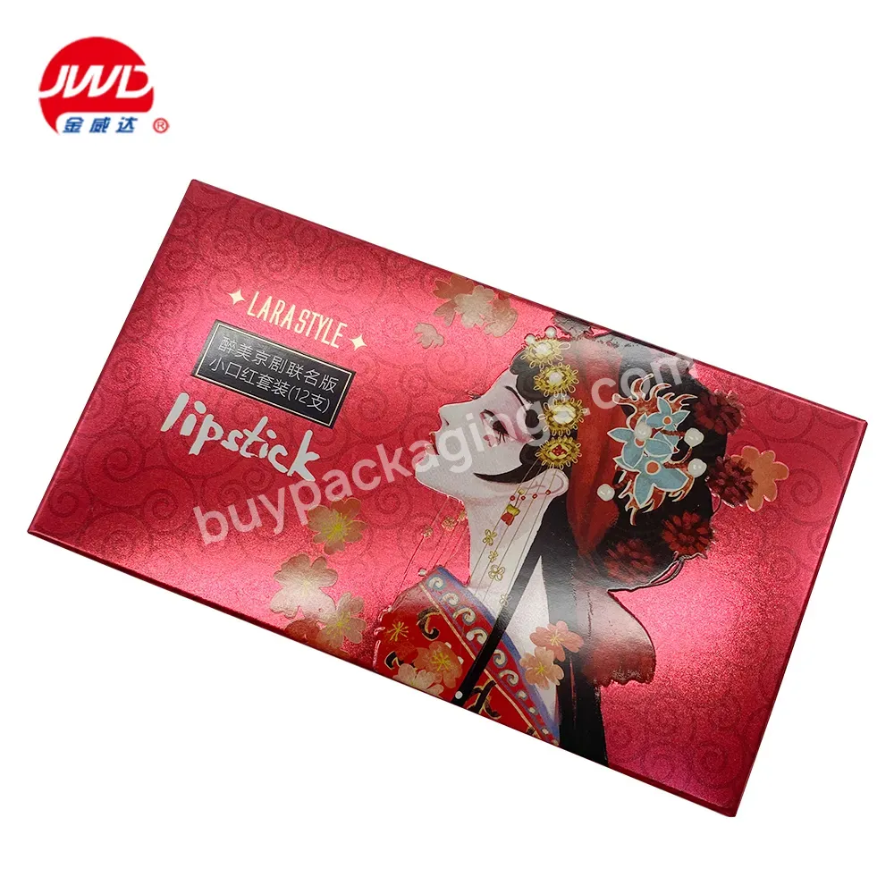 Chinese Style Red Custom Pattern Varnishing Paper Box For Lipstick