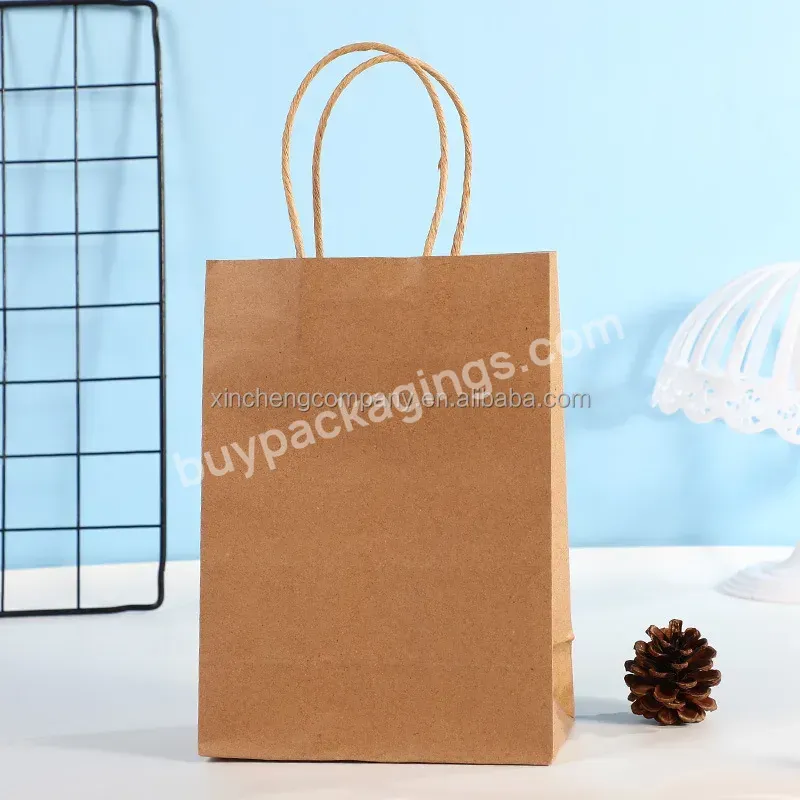 Chinese Top Handle Bag Reusable Kraft Paper Packaging With Handle Custom Logo Printing Kraft Paper Gift Bag