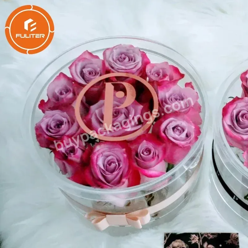 Clear Boxes In Acrylic Cylinder Round Acrylic Box Waterproof For Preserved Rose In Acrylic Box Aluminum Logo