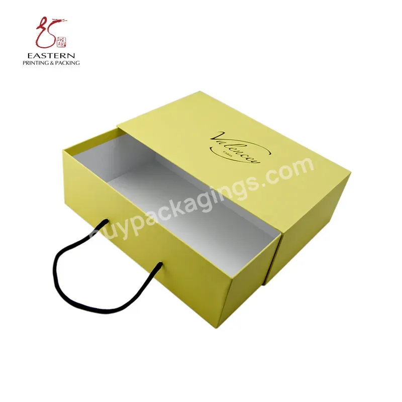Cmyk Luxury Custom Paper Sliding Gift Box Clothes Large Drawer Clothing Storage Packaging Boxes With Handles For Shopping
