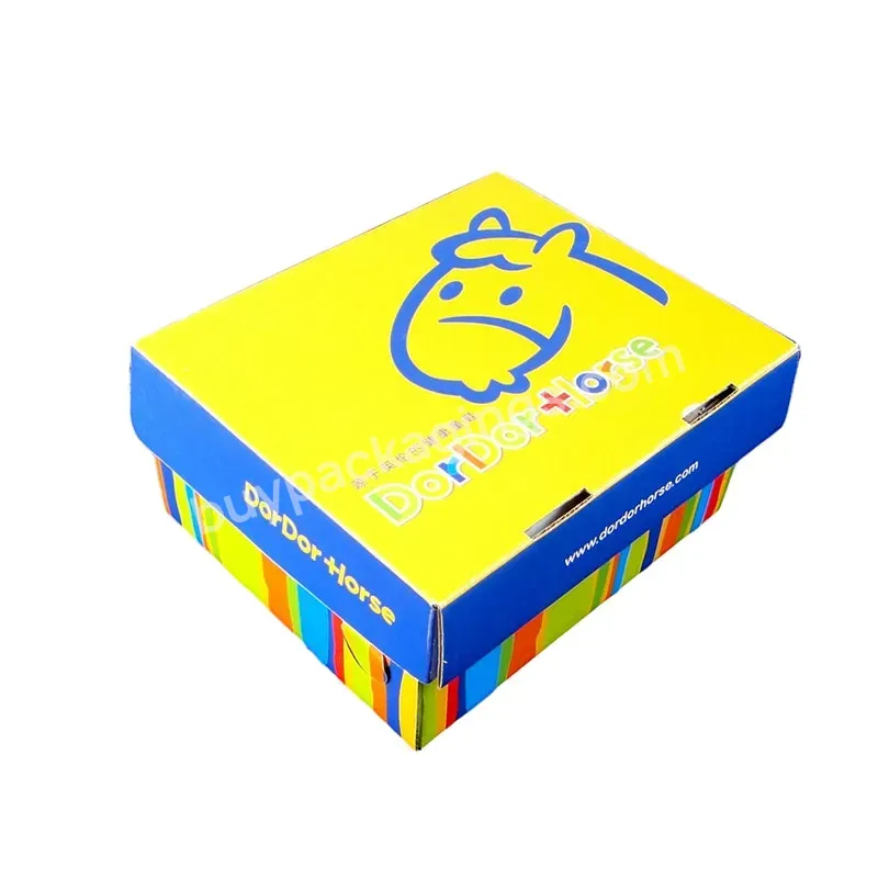 Color Printing Corrugated Children Stackable Shoe Packaging Box With Custom Logo Clear Foldable Shoe Storage Box