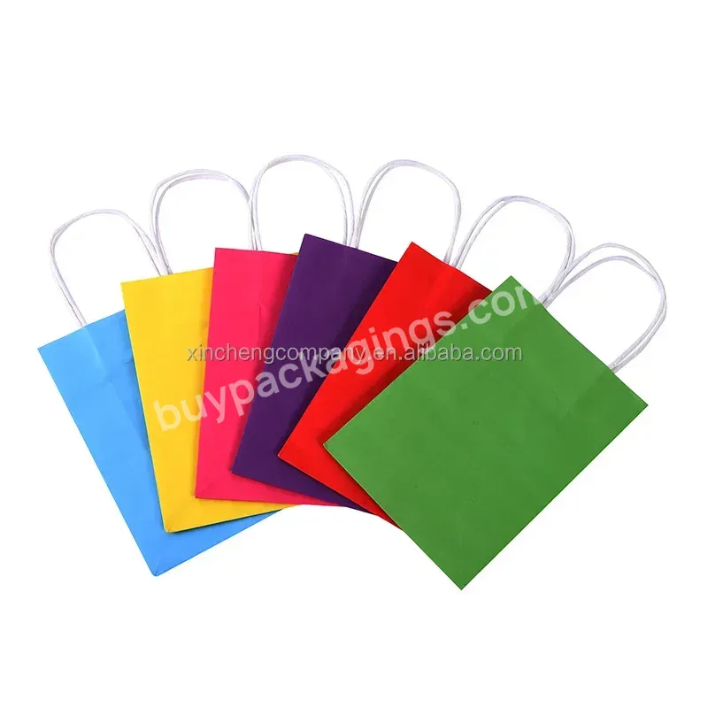 Colorful Kraft Paper Bags With Handles For Gift Shopping Sweet Food Paper Gift Bags