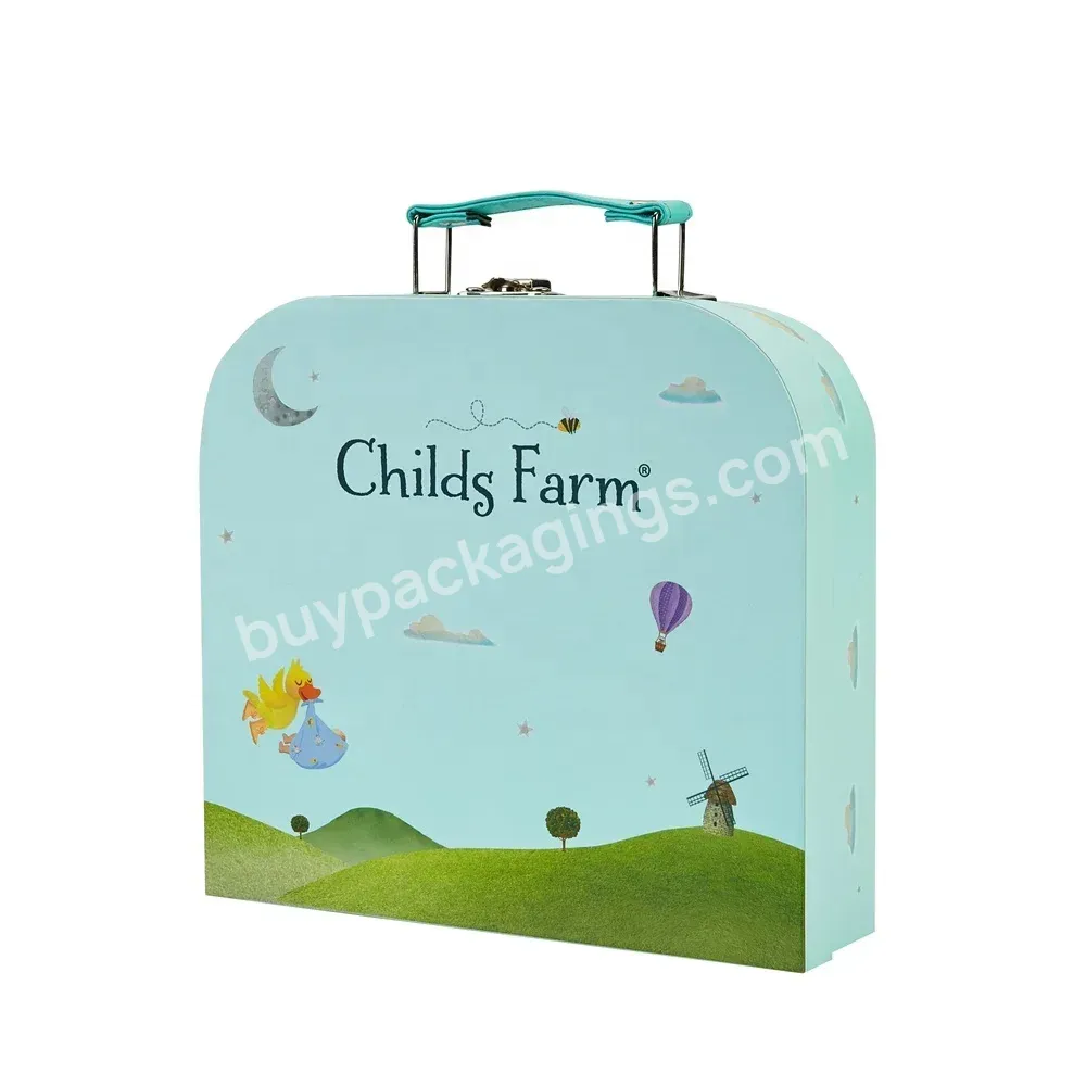 Colorful Printing Bespoke Design Children Gift Packaging Rigid Cardboard Paper Suitcase Box With Handle - Buy Cardboard Suitcase Box,Suitcase Box With Handle,Baby Suitcase Gift Box.