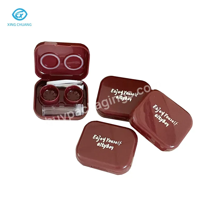 Contact Lens Case Ins Girl Simple Frosted Lidless Portable Double Box Cute Storage Contact Lens Care Box