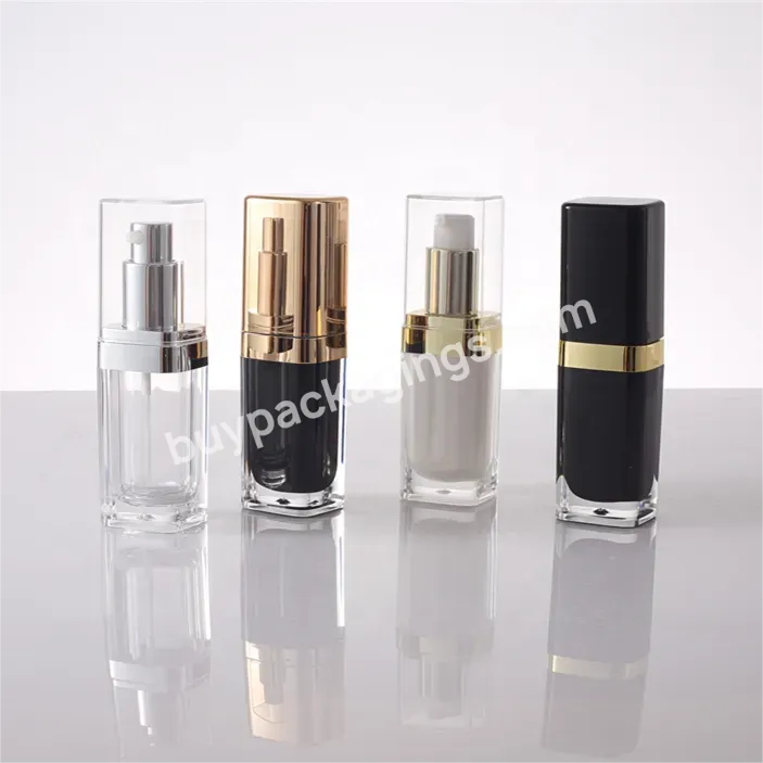 Cosmetic 0.5oz 15ml Beauty Black Square Shape Serum Acrylic Bottle Pump Plastic Bottle - Buy 15ml Acrylic Bottle,Square Shape Acrylic Bottle,Cosmetic Foundation Bottle.