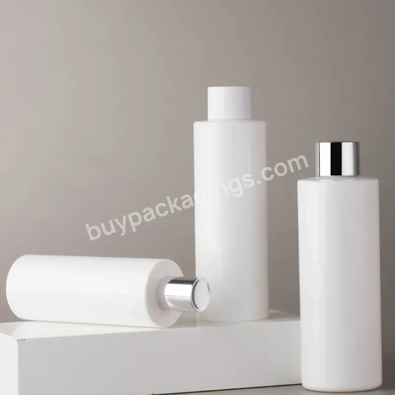 Cosmetic Any Caps 300ml 400ml 500ml Round White Screw Cap Bottle Customized Packaging Pump Bottle For Body Screw Cap Bottle