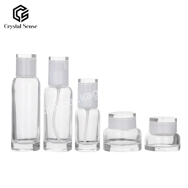 Cosmetic Bottle And Jar Container Recycled Cream Cosmetic Packaging Bottle Transparent Lotion Bottle With White Pump