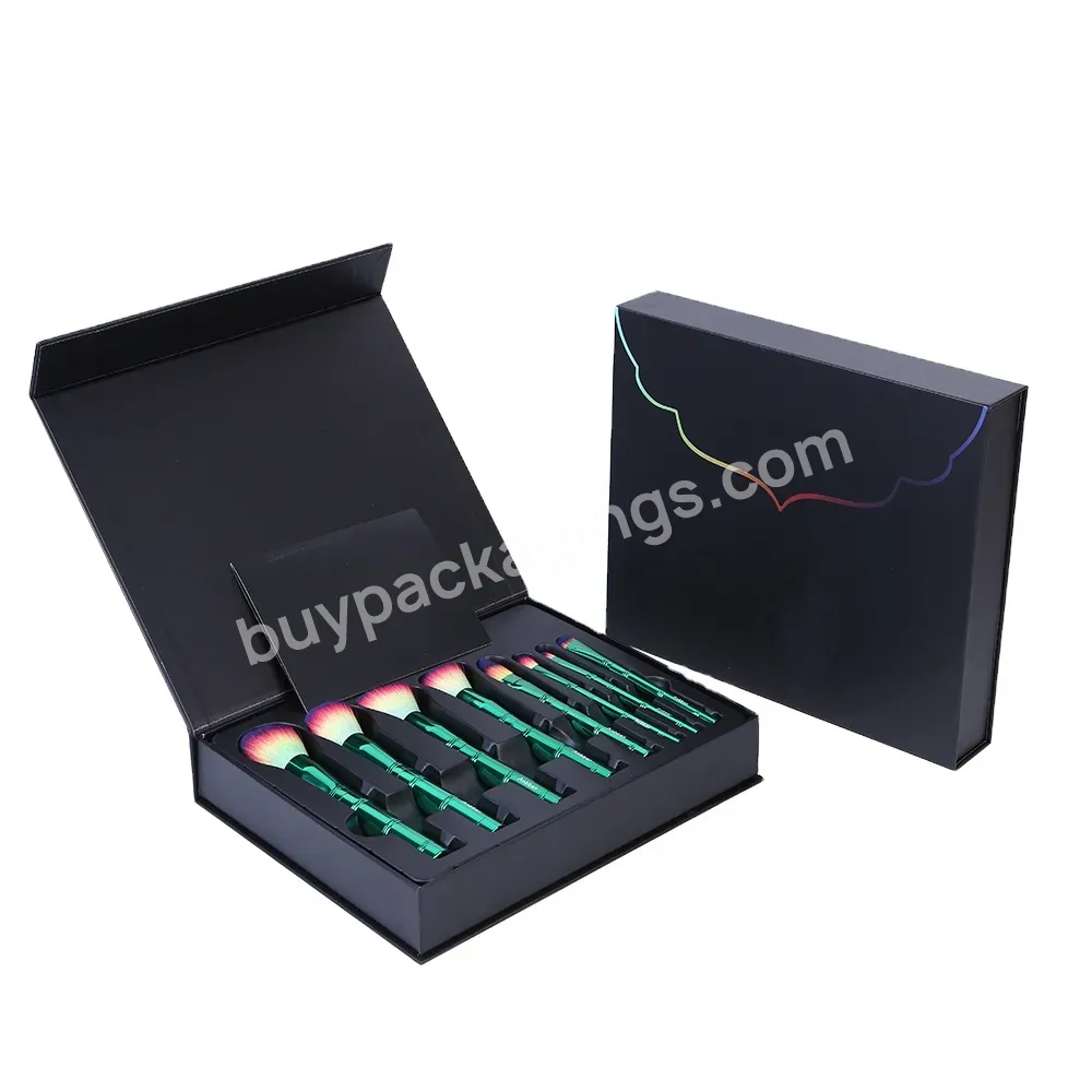 Cosmetic Packaging Boxes Luxury Custom Black Cardboard Gift Magnetic Makeup Brush Packaging Box