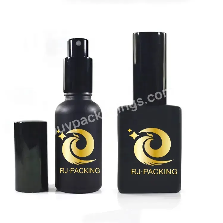 Cosmetic Round Square Rectangle Violet Matte Black 30 50 100ml Fragrance Oil Glass Perfume Bottle With Spray Pump Cap