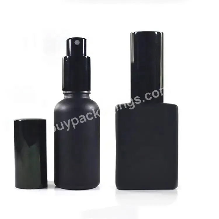 Cosmetic Round Square Rectangle Violet Matte Black 30 50 100ml Fragrance Oil Glass Perfume Bottle With Spray Pump Cap