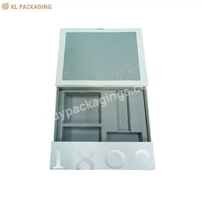 Cosmetics Paper Packaging Gift Box Grey Skin Care Paper Box Eco Friendly Cosmetic Box Packaging With Ribbon Metal Button