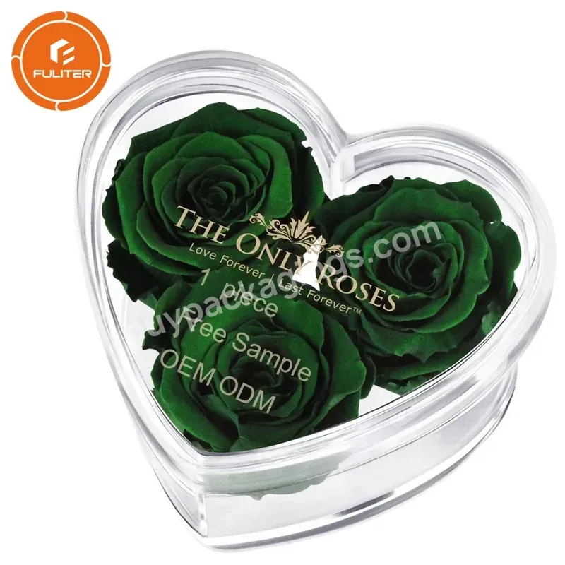 Custom Acrylic Heart Box Preserved Rose Arrangement Display Heart Shape Acrylic Flower Box