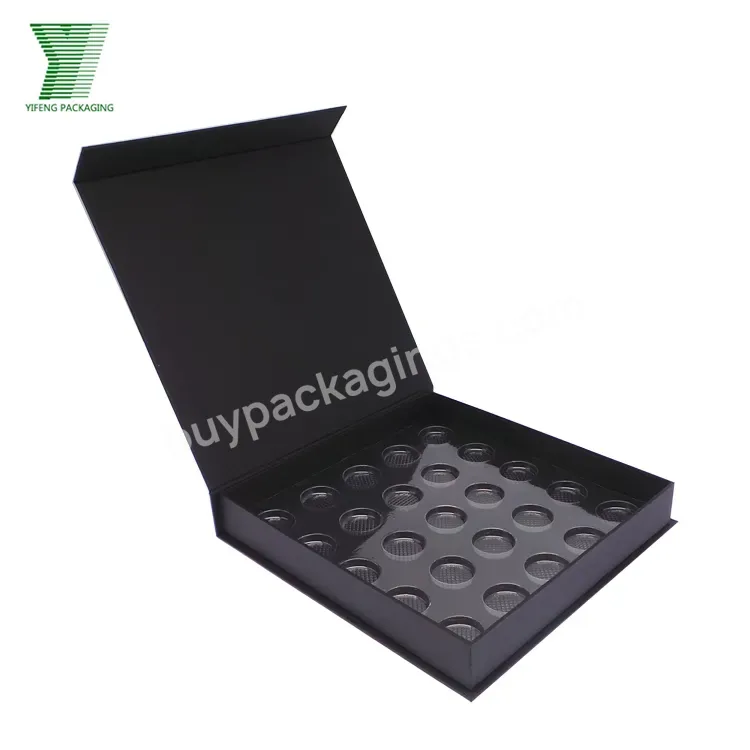 Custom Black Chocolate Box With Partition Dividers Folding Chocolate Magnetic Box For Chocolate Gift Packaging Paper Box