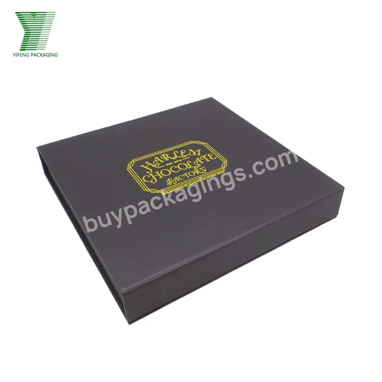 Custom Black Chocolate Box With Partition Dividers Folding Chocolate Magnetic Box For Chocolate Gift Packaging Paper Box