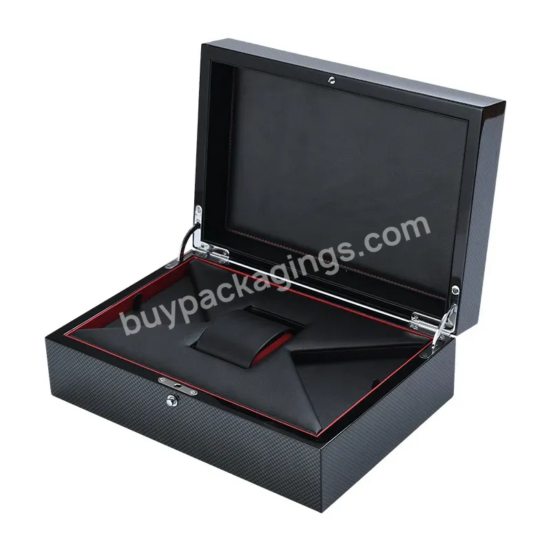 Custom Black Glossy Watch Winding Box Manufacturing Custom Logo Printed Watch Display Luxury Wooden Watch Box