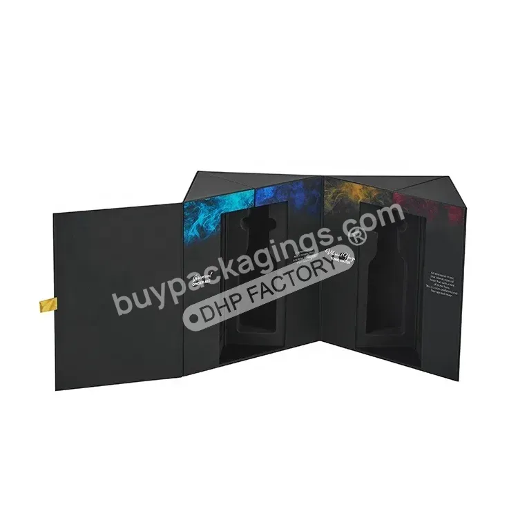 Custom Black Printed Luxury Foam Inserts Display Packaging Magnetic Flap Rigid Cardboard Paper 4 Mini Wine Bottle Gift Box
