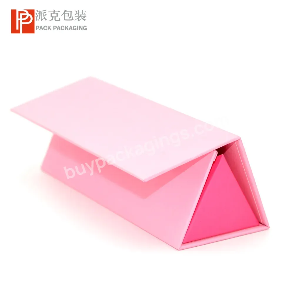Custom Branding Pink Triangle Magnetic Closure Paper Box For Birthday Gift