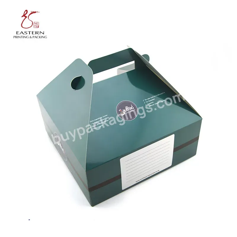 Custom Cake Packaging Container Food Paper Gift Box With Handle And Pvc Window