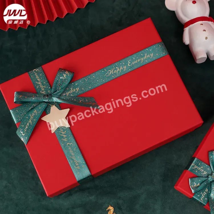 Custom Chinese New Year Small Red Christmas Paper Gift Box Packaging With Ribbon