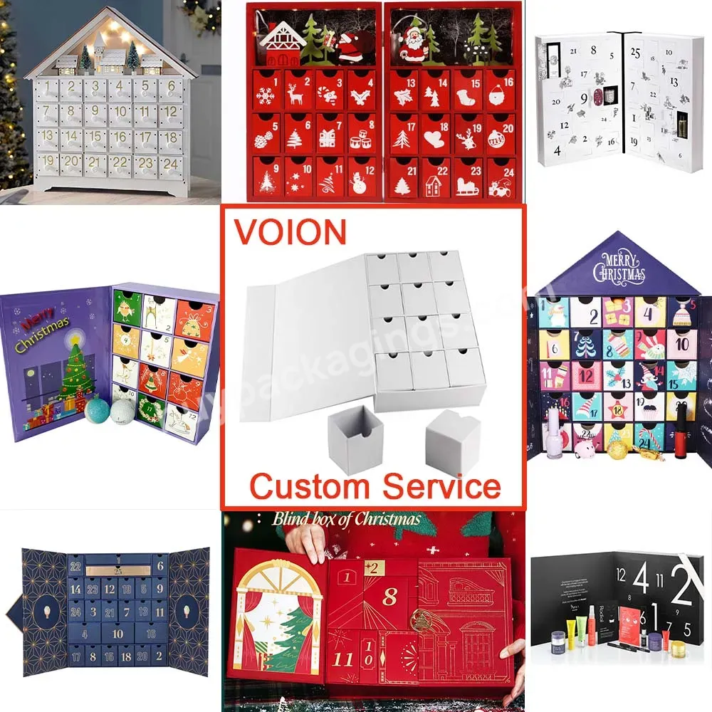 Custom Christmas Gift Cardboard Box Empty Advent Calendar Box 25 Days With 12/24/25 Drawer