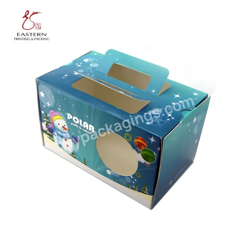 Custom Color Printing Pvc Window With Handle Clear Cake Paper Boxes