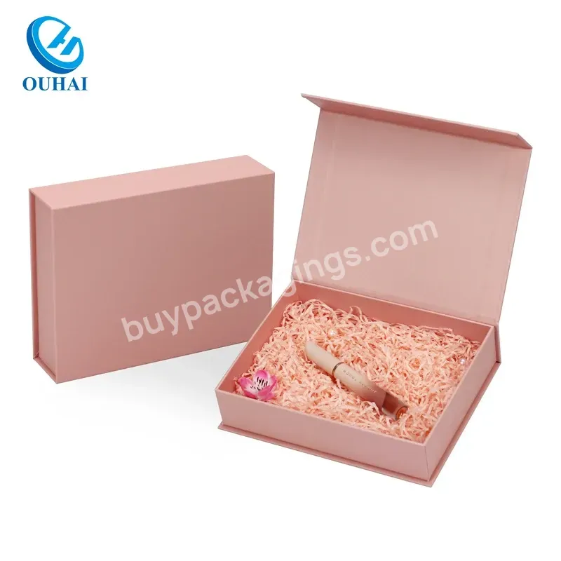 Custom Cosmetic Make Up Rigid Box Luxury Gift Magnetic Paper Box Packaging With Logo Lid Ribbon