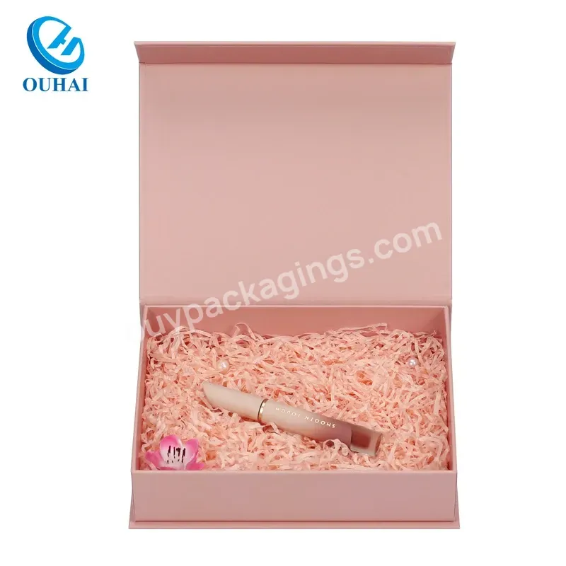 Custom Cosmetic Make Up Rigid Box Luxury Gift Magnetic Paper Box Packaging With Logo Lid Ribbon