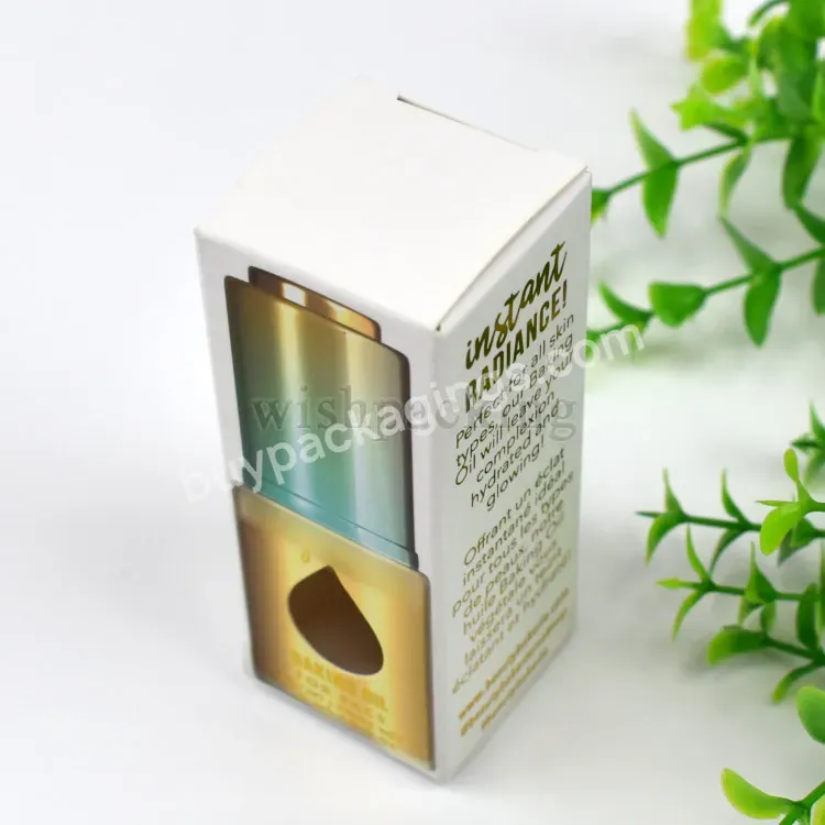 Custom Cosmetic Packaging Matte Hot Stamping White 10ml 20ml 30ml Eye Hair Essential Oil Paper Box For Dropper Bottle Packaging