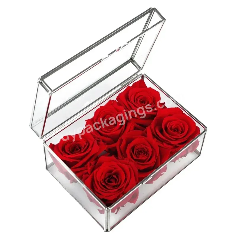 Custom Crystal Clear Acrylic Flower Box Luxury Gift Box With Eternal Rose - Buy Custom Crystal Clear Acrylic Flower Box,Lucury Gift Box Single Flower Box,Transparent Flower Box For Eternal Rose.