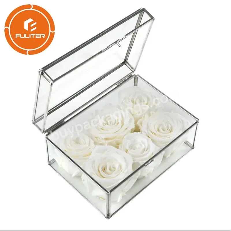 Custom Crystal Clear Acrylic Flower Box Luxury Gift Box With Eternal Rose