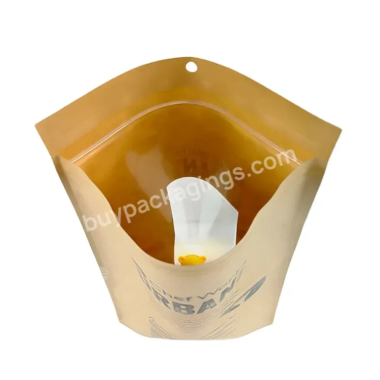 Custom Eco-friendly Biodegradable Stand Up Pouch Zipper Bag 250g Kraft Paper Packaging Bag With Window