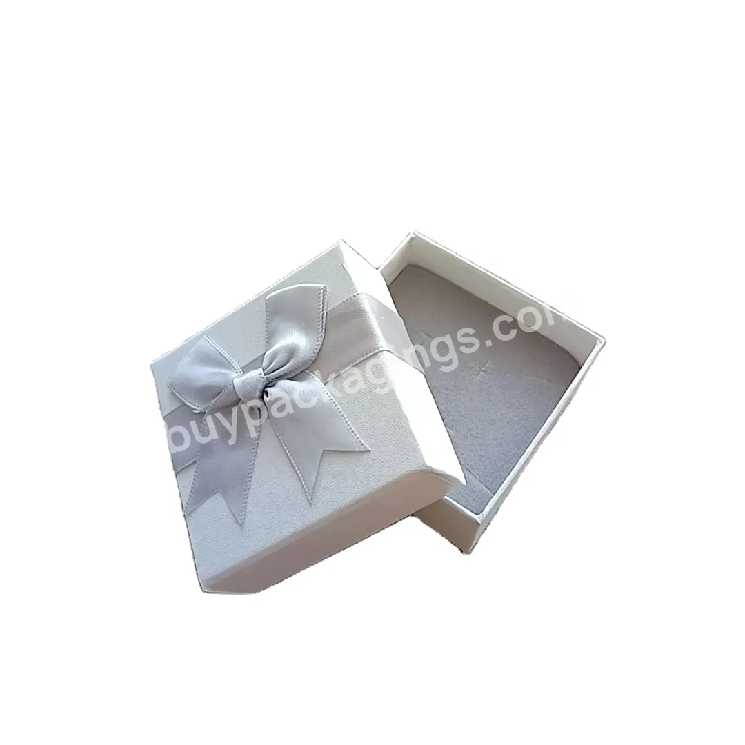 Custom Exquisite Jewelry Box With Grey Bow Ring Earrings Packing Box Gift Holiday Gift Box