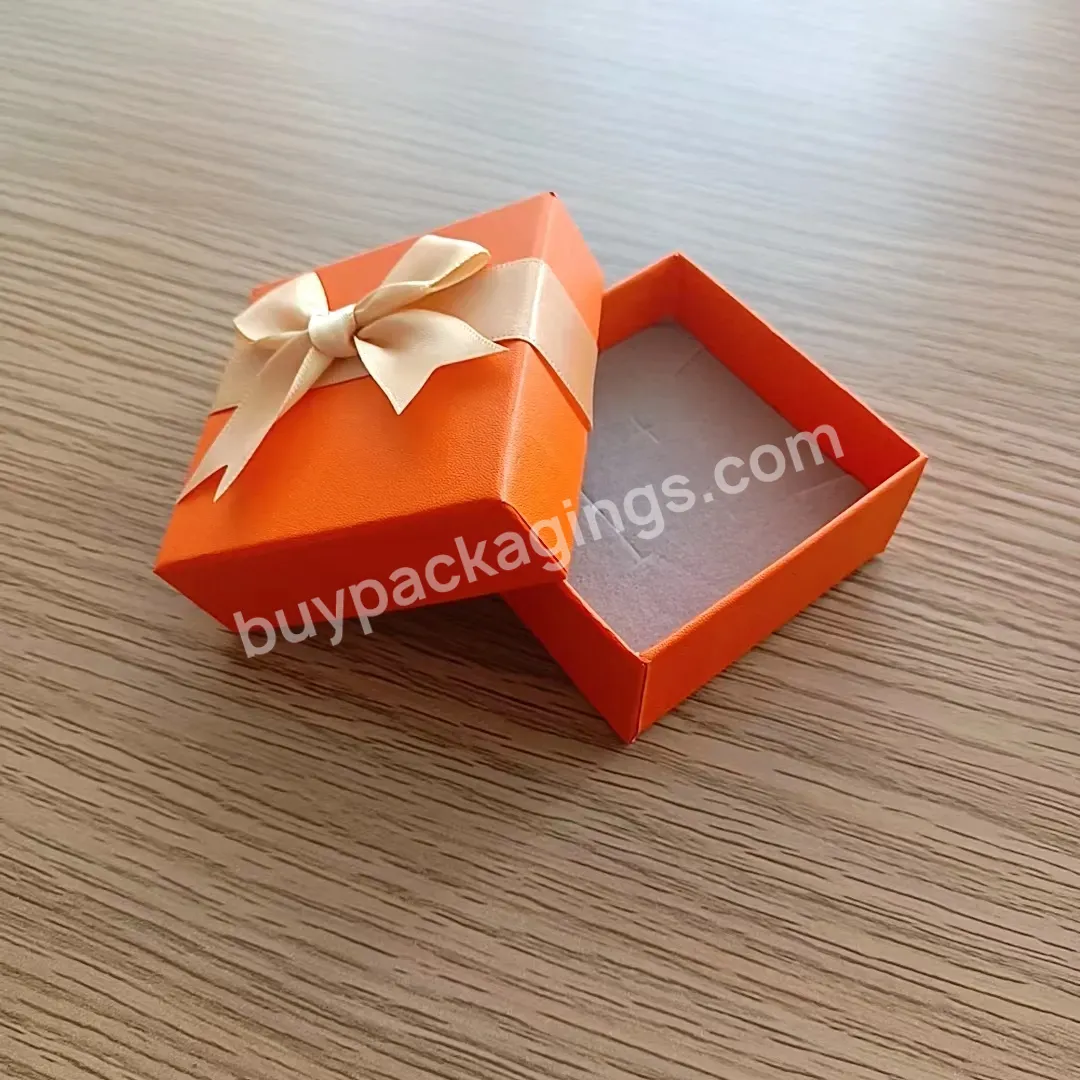 Custom Exquisite Small Size Jewelry Box Qrange With Bow Festival Quality Jewelry Box Send Girlfriend Send Mother First Gift Box