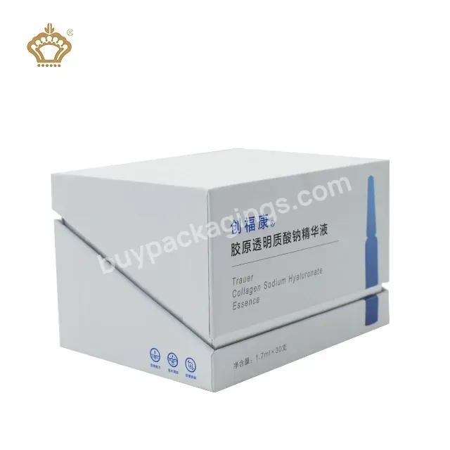 Custom Factory White Beveled Open Pharmaceutical Skincare 1.7 Ml Glass Vial Ampoule Packaging Boxes With Sponge