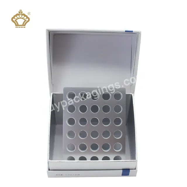 Custom Factory White Beveled Open Pharmaceutical Skincare 1.7 Ml Glass Vial Ampoule Packaging Boxes With Sponge