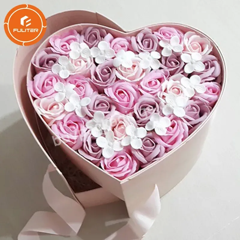 Custom Floral Box Heart Luxury Heart Shape Box Eternal Rose Double Layer Flower Box