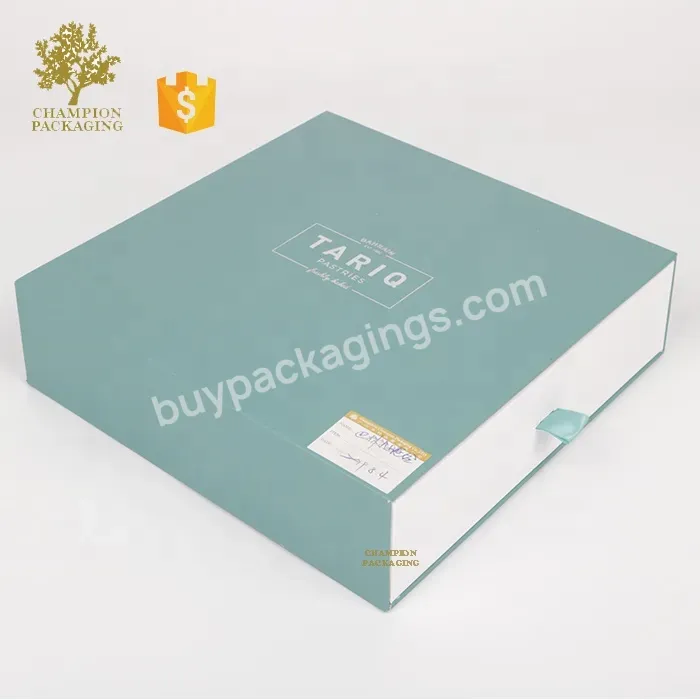 Custom Foil Stamp Logo Slide Open Presentation Cardboard Ribbon Pull Out Gift Slip Drawer Box