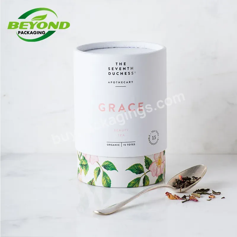 Custom Food Grade Recycled Cardboard Cylinder Loose Leaf Tea Coffee Packaging Box Round Black Kraft Paper Tube Packaging