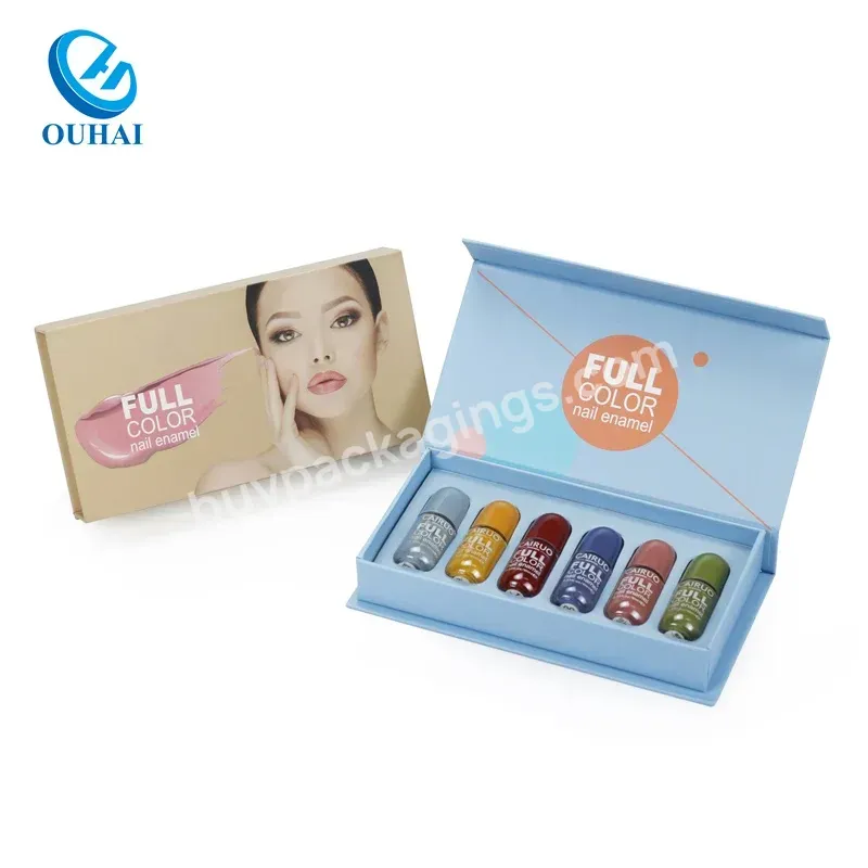 Custom Gel Magnetic Nail Polish Oil Paper Set Gift Box Packaging Box For Nail Polishes