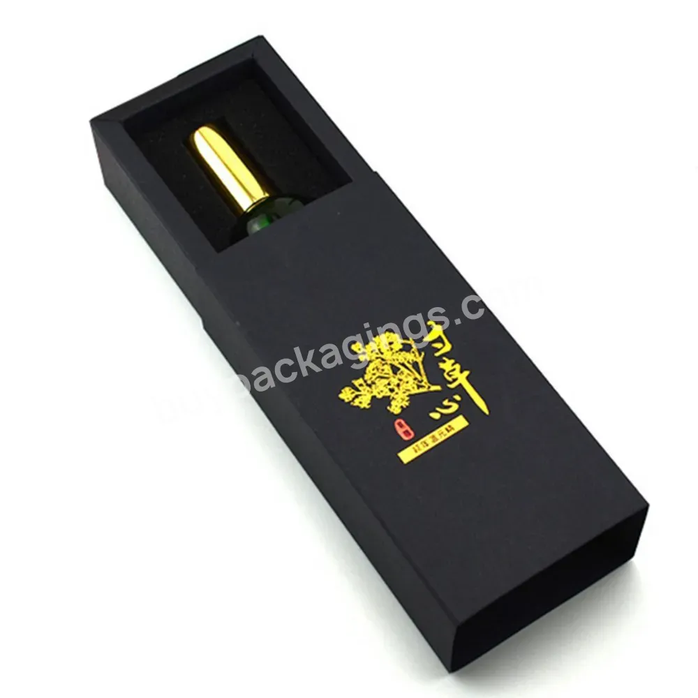 Custom Gold Foil Paper Black Drawer Carton Box Card Packaging Box For Perfume Bottles