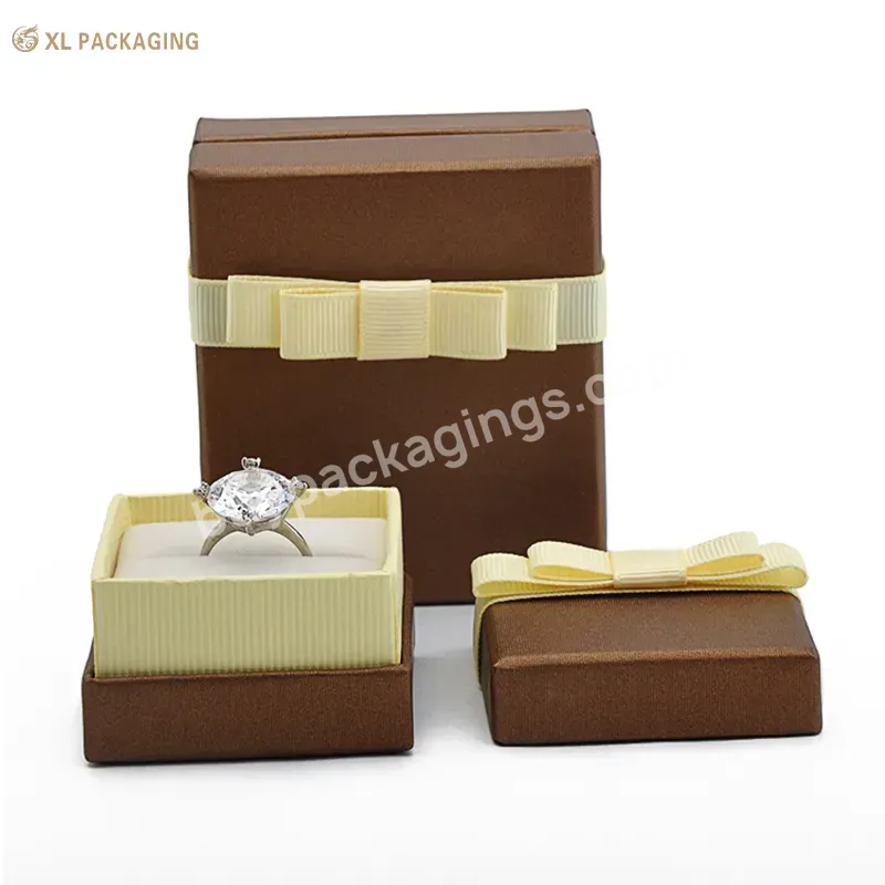Custom Gold Texture Paper Lid Base Luxury Jewelry Gift Box For Ring Bracelet Necklace Packing Box