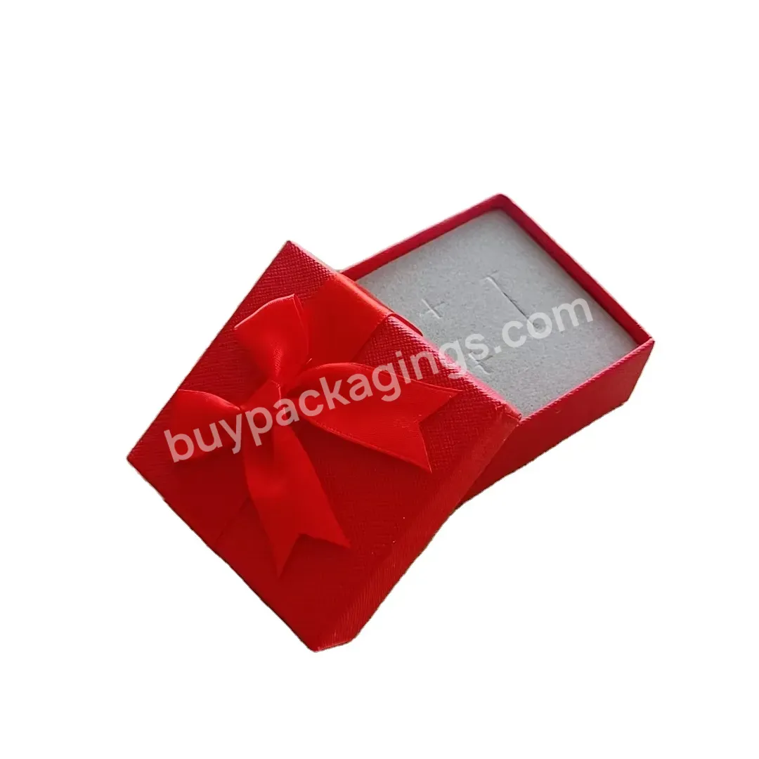 Custom High-end Bright Red Jewelry Box Wedding Ring Necklace Packaging Box Festival