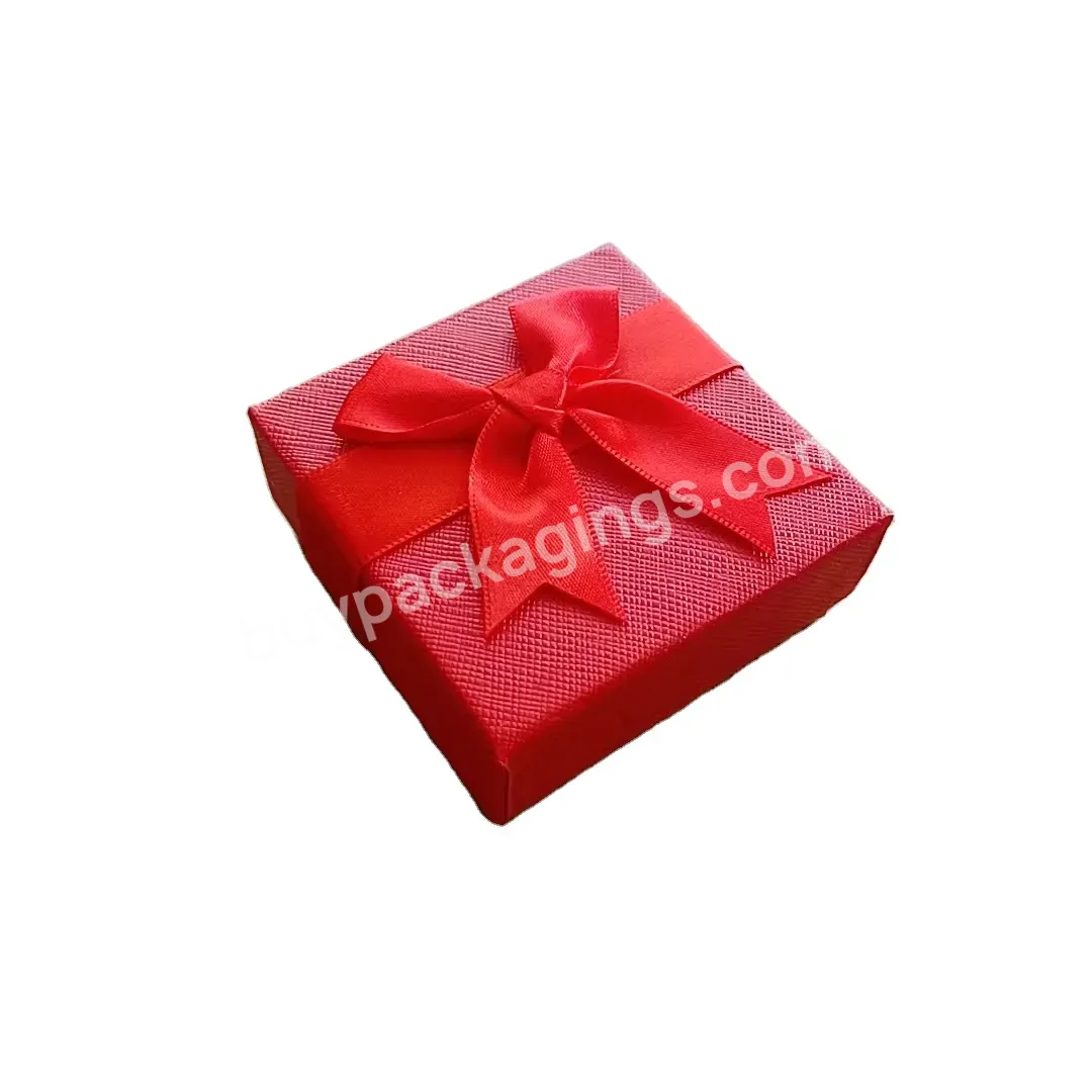 Custom High-end Bright Red Jewelry Box Wedding Ring Necklace Packaging Box Festival
