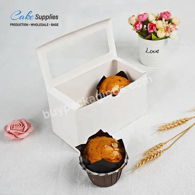 Custom Individual 6 Holes 8 Holes 12 Holes Cupcake Box With Pvc Window Foldable White Paper Cup Cake Muffin Packaging Box