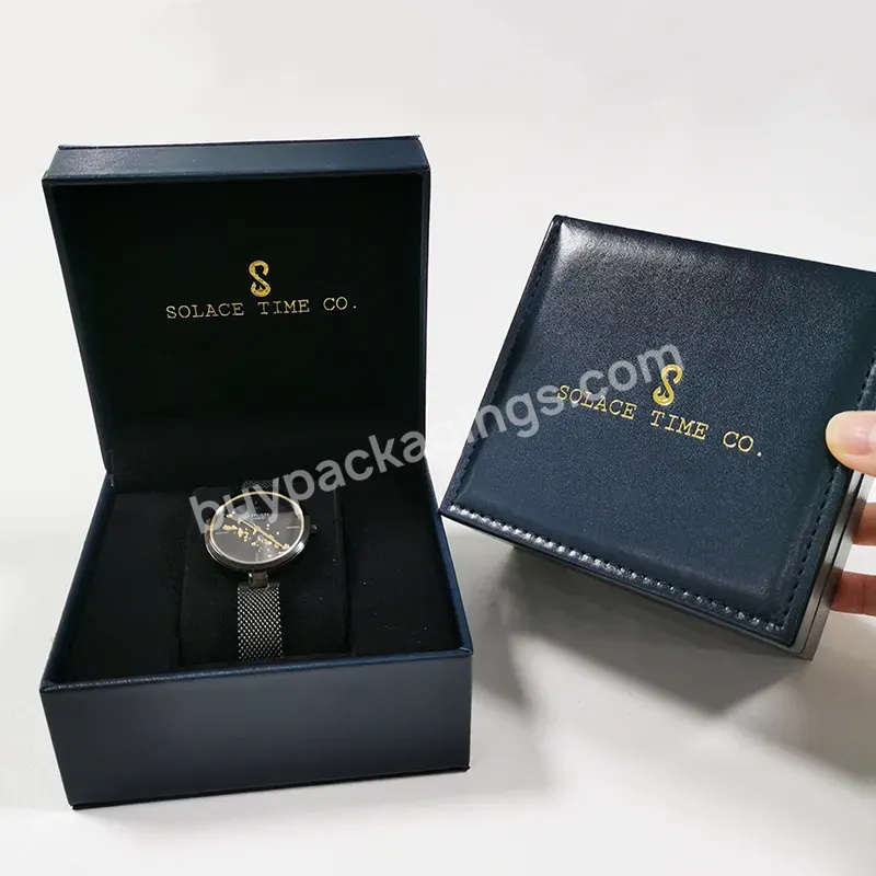 Custom Logo 1 Slot Simple Packing Pu Leather Cardboard Paper Gift Packaging Single Watch Box