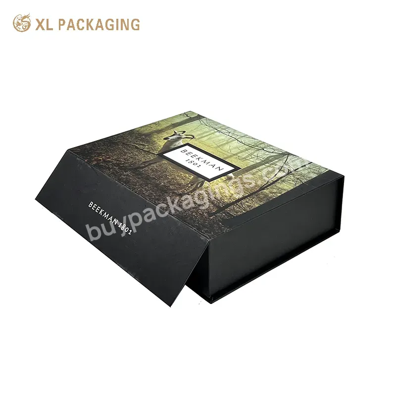 Custom Logo Black Cosmetic Packaging Magnetic Box Luxury Cosmetic Boxes Magnet Skin Care Cosmetic Paper Boxes With Tray